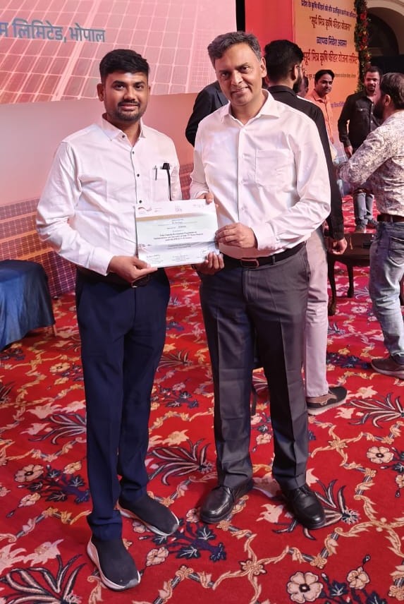 Honored by Chief Secretary (Energy), Govt. of Madhya Pradesh
