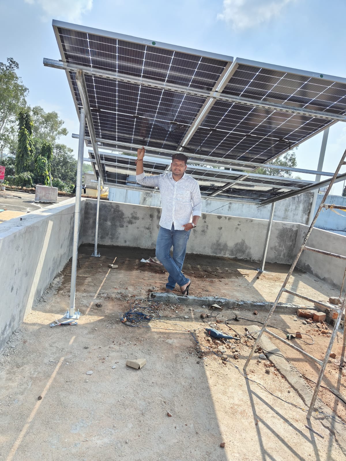 Reinforced Rooftop PV Array on Concrete Terrace